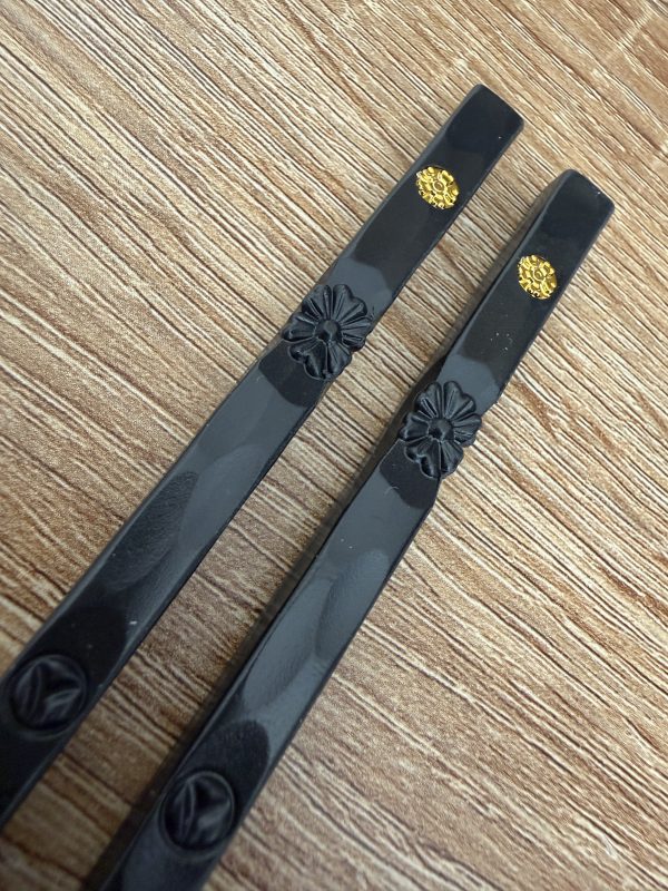 baguettes japonaises originales Noires Baguettes Japonaises Originales - Design Ondulées et Fleuries